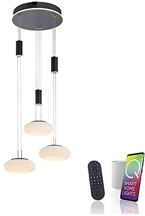 Paul Neuhaus LED Pendelleuchte aus Glas, Q Etienne Smart Home, CCT Lichttemperaturwechsel, höhenverstellbar, Fernbedienung…