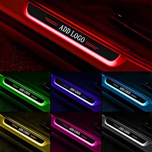 SXLONG 2Pcs LED Induction Light Door Sills, Wiring-Free Waterproof Sill Lights, Car Lights Logo Pedal Pathway Light, Threshold Strip Atmosphere for All Models