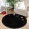 VOFUSHON Schlafzimmer Shaggy Plüsch runden Teppich Bunte Batik Faux Flauschiger Samt Moderne Innenteppiche Lange Haare Fell Optik Gemütliches Bettvorleger Sofa Matte Carpet(Schwarz,150 x 150 cm)