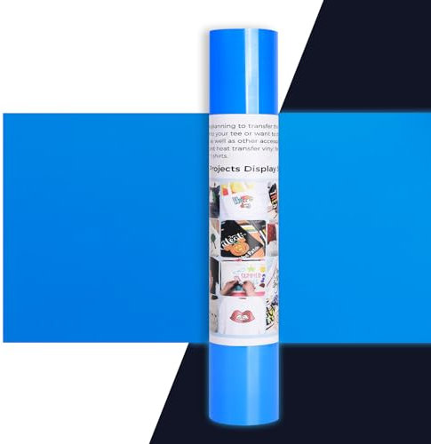 IModeur PU Plotterfolie Textil Blau Neon - 30,5 x 275 cm Flexfolie für Cricut Maker, Silhouette - Fluoreszierend Textilfolie für Kleidung, Mützen, Hosen, Andere Stoffe