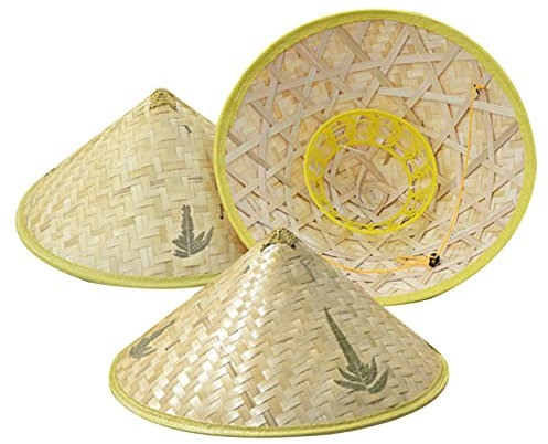 HoveeLuty 3pcs Reisbauernhut Chinesischer Orientaler Hut Bambus Sonnenhut Cooler Bauer Hut Konischer Hut Erwachsener Strohhut Für Cosplay Und Sonnenschutz (zufälliger Stil)