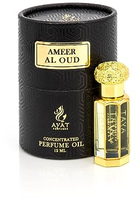 Ayat Perfumes – Parfüm-Extrakt 12 ml | schöne Flasche in einer eleganten Box | Attar Unisex ohne Alkohol | lang anhaltendes Duftöl | arabischer Duft, hergestellt in Dubai (Ameer al oud)