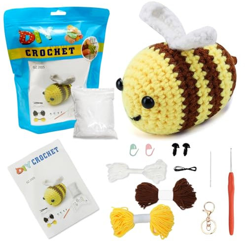 Häkelset für Anfänger, Häkeltier-Set für Erwachsene und Kinder, Häkel-Starterset mit Schritt-für-Schritt-Videotutorials, Strickset für Anfänger