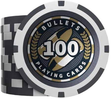 Bullets Playing Cards, Plastik Poker Chips, Christopher mit Werten, 25er Rolle (Schwarz (100er))