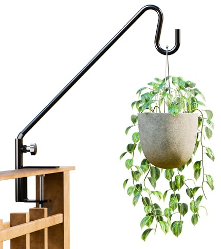 IDZO Deck Bird Feeder Hanger for Railing, 18inch Deck Hook for Bird Feeder Pole, Durable 3 Layers Powder Coated & Sturdy 1 Piece Solid Steel Construction for Hanging Decorations, 360 Degree Rotation