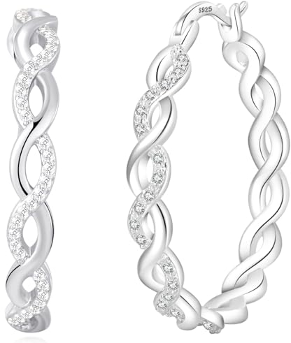 Senteria Creolen Silber 925 Groß Hypoallergen Silber Creolen Groß Leichte Ohrringe Silber Creolen Groß für Damen 50MM