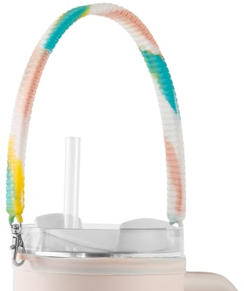 Attache de Poignée de Bouteille d'Eau pour Stanley, Sangle de Bouteille d'Eau Silicone Élingue de Bouteille d'Eau Portable Accessoires pour Plupart des Tasses de 8 à 40oz (Rose, Blanc, Vert)