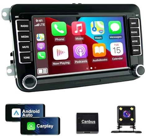 7 Carplay Android 13 Autoradio GPS Navi AHD Kamera 2+32G Kompatibel für VW Golf 5 6 Passat Polo Tiguan