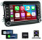 7 Carplay Android 13 Autoradio GPS Navi AHD Kamera 2+32G Kompatibel für VW Golf 5 6 Passat Polo Tiguan