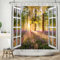 ASDCXZ Tenda da doccia per finestra 120 x 200 cm, motivo primaverile, lilla, verde, foresta, giungla, sole, lavabile, in poliestere, impermeabile, per vasca da bagno con 8 ganci
