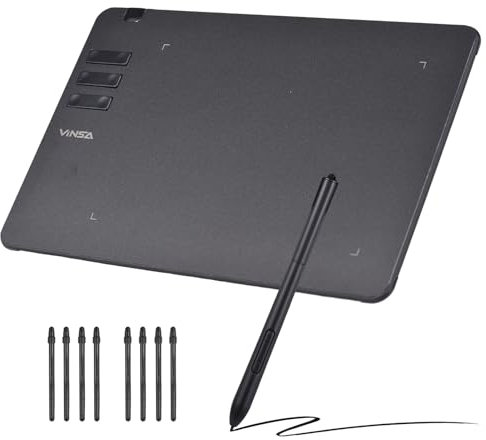 Karlak T605 Tablette de dessin graphique Esquisse de création d'art ultra mince avec stylet optique sans batterie 8 pointes de crayon 8192 niveaux de pression 6 touches de raccourci personnalisées