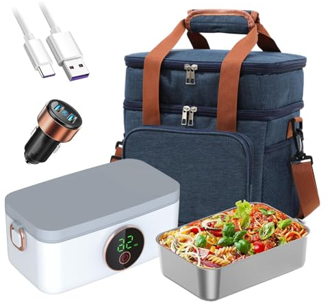MeLtor Fiambrera Electrica Recargable E Inalámbrico, Loncheras Electricas Portátil Y Con Batería De 16000 mAh, Calienta Comida USB