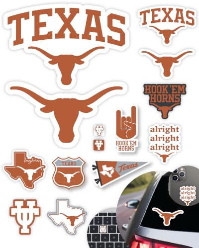 Texas Longhorns Aufkleber und Aufkleber, 14-teiliges Set für Auto