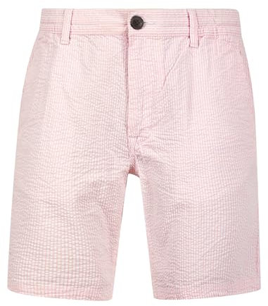 Tokyo Laundry Myrtos Short chino en coton seersucker rayé teint en fil de coton pour homme, Fleur d'amandier rose, L
