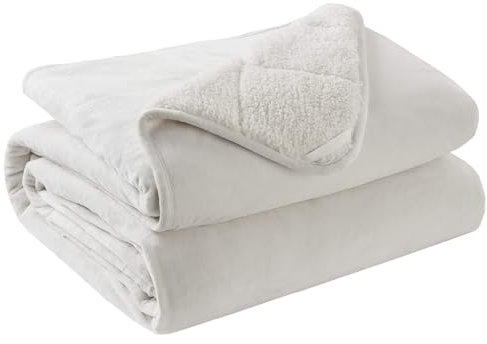 Degrees of Comfort Gewichtsdecke 150x200cm 6.8kg Sherpa Fleece Therapiedecke & Entspannungsdecke Weighted Blanket Oeko-Tex Zertifiziert Besser schlafen mit unserer schweren Bettdecke Elfenbein