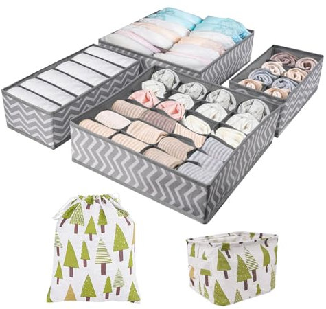 Minnhua Set organizzatore di 4 tavole in PP Organizer Cassetti Organizer Biancheria Intima in Tessuto Pieghevole per Calzini Cravatte Biancheria Mutande Modelli a Onda