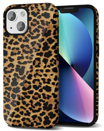 Svanove Cheetah Print Phone Case for iPhone 13/14 Case Girly Trendy Leopard Pattern, Retro Cool Animal Print, Luxury Cute Case for Women, Aesthetic Y2k Hard Shell Plastic, Brown Fall