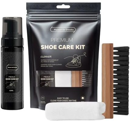 Maison de Sneaks Sneaker Reinigungsset | Reinigungsschaum mit Premium-Bürste & Tuch | Tiefenreinigung für weiße Sneaker | Effektiv gegen Schmutz, Flecken & Gerüche | Ideal für alle Materialien