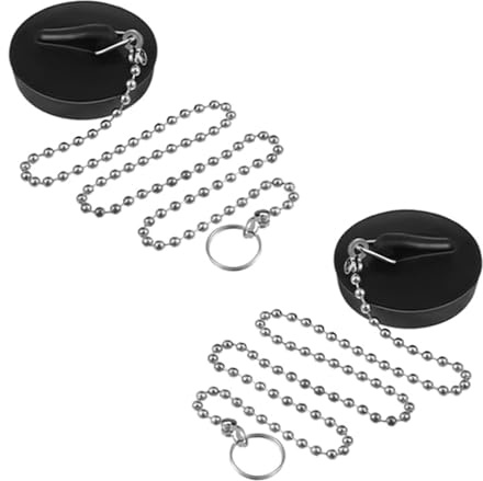 2 Stück Badewannenstöpsel,Abflussstopfen,Abfluss Stöpsel Badewanne,Stöpsel für Spülbecken,Abflussstöpsel,Stopfen Waschbecken mit 40cm Kette,Waschbeckenstöpsel Gummi,Spülbeckenstopfen für Küchenspüle