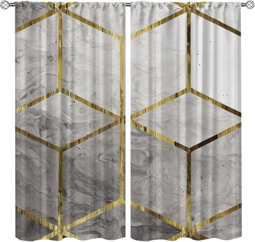 Flächenvorhang Set Abstrakte Marmorgeometrie Moderne Haushalt Schlafzimmer Balkon Wärmedämmung 3D-Druck Vorhang Panel Home Decor Vorhänge Für Wohnzimmer Bedroom Children's Room 300X280 cm (-805040588