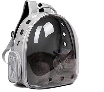 Katzen-Rucksack-Träger, Katzen-Raumkapsel-Rucksack, Haustier-Luftblasen-Rucksack, belüfteter, transparenter, wasserdichter, tragbarer Katzen-Rucksack für Katzen, Kätzchen, Welpen