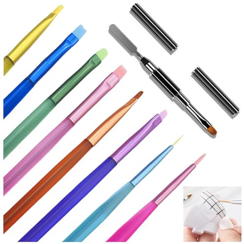 Lot de 9 pinceaux pour nail art - Pinceaux pour ongles - Peinture à la main - Gel - Accessoires pour ongles - Pinceaux à ongles - Pinceau à ongles - Pinceau à ongles - Pinceau à ongles - Pinceau à