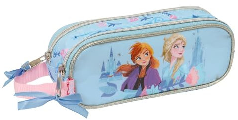 safta Frozen Ice Magic Doppelmäppchen für Kinder, ideal für Kinder im Schulalter, bequem und vielseitig, Qualität und Widerstandsfähigkeit, 21 x 6 x 8 cm, hellblau, M, Casual