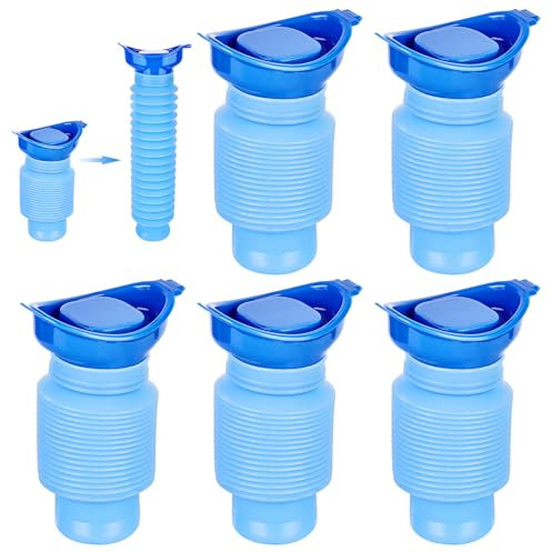 Lot de 5 urinoirs rétractables, 750 ml, urinoir d'urgence, réutilisables, pot urinoir portable, toilettes mobiles d'urgence, toilettes mobiles pour enfants, adultes, embouteillage, camping