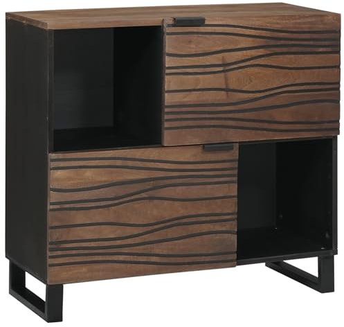 vidaXL Sideboard Braun 80 x 33 x 75 cm massives Mangoholz, Rustikaler rechteckiger Sideboard, robuster Stauraum, funktionale Möbel, minimalistischer Look für Wohnzimmer und Esszimmer