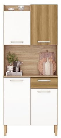 Buyqualia - Armario Hogar Moderno con Patas - Multiusos - Roble y Blanco - 175x74x37cm