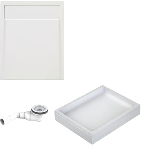 Schulte Duschwanne Brava mit Wannenträger, Ablauf, Ablaufrinne & Acrylplatte, 120x90 cm Pflegeleicht und alterungsbeständig, Größe wählbar