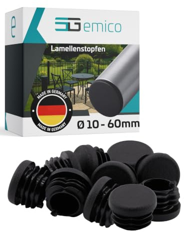 emico Lamellenstopfen Ø 25 mm - Rohrwandstärke 1,0-3,0 mm - 10 Stück Schwarz - Runde Stopfen aus hochwertigem PE - Witterungsbeständige & stoßfeste Rohrstopfen - Ideal für präzise Rohrabdeckungen
