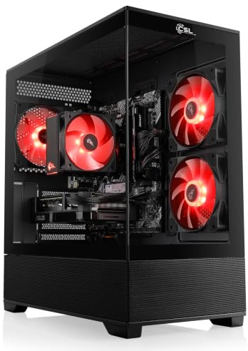 Gaming PC - AMD 8400F, RTX 5060, 32 GB RAM, 1000 GB SSD, Windows 11 Pro | Ryzen 5 6x 4.2 GHz, 8 GB VRAM, M.2 NVMe, DDR5, WLAN, günstiger Computer für Zocker, Rechner zum Spielen (A16025)