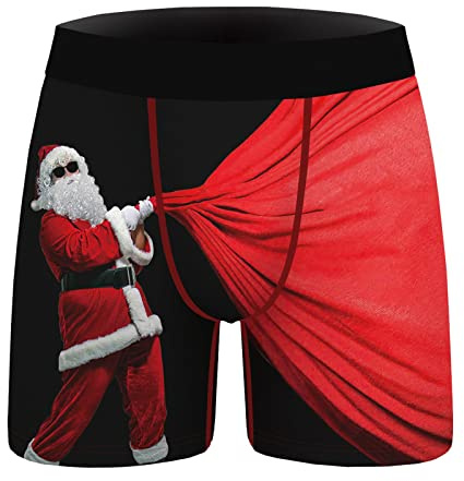 Weihnachten Boxershorts Herren Lustig Weihnachtsunterhose, Unterhosen Männer Sexy Weihnachtsboxershort Witzige mit Schneeflocke Muster Trunks Herrenunterhosen Kurz Unterwäsche für Christmas