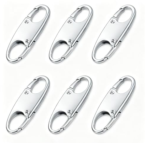 6PCS Zipper Lock Clips,CSLGDMAI Zipper Clips Anti Theft Can Make Backpack Lock,Outdoor Travel Clip,Double Opening Snap S Hooks Zippers Pull for Traveling Camping (Silver)