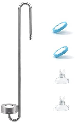 LINLAN 30 cm 304 rostfritt stål CO₂-diffusor, frostad matt atomizer (gjutet enstycke), utrustad silikon sugkopp ersättningsskiva, lämplig för planterade akvarier utan kant