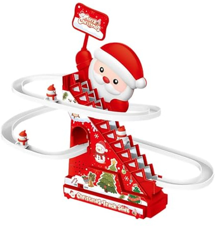 Jouet d'escalade Père Noël Automatique - Toboggan Électrique pour Escaliers, Rouleau de Noël pour Filles, Cadeau de Décoration Maison- 5 Figurines