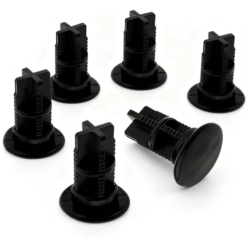 6Pcs Wheelie Bin Lid Hinge Pins 43mm x 33mm x 18mm, Compatible with Otto/ESE 240L Wheelie Bins, Anti-Theft Locking Clips, Heavy Duty PP Plastic, Black Replacement Pins for Household & Commercial Use