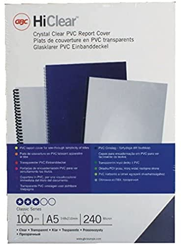 GBC HiClear Abdeckfolien (240 Mikrometer, A5, klar) 100 Stück transparent