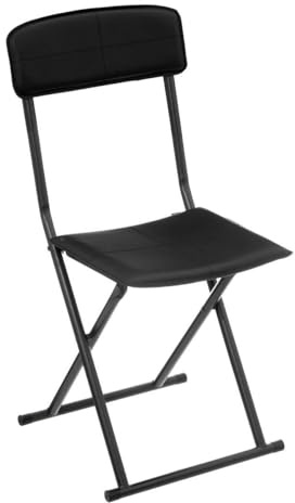 Atmosphera - Klappstuhl Kunstleder schwarz - PVC und grau gefärbter Stahl. Abmessungen L. 40,5 x B. 40 x H. 83 cm