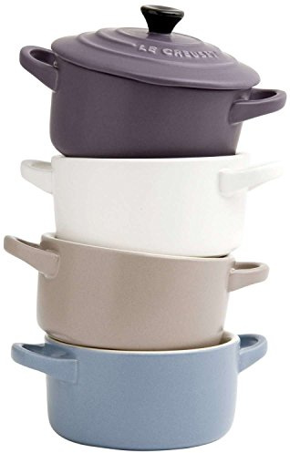 Le Creuset Set di Mini cocotte, 4 pezzi, Rotondo, 200 ml, 10 x 5 cm, Gres, Blu/Rosa/Bianco/Viola