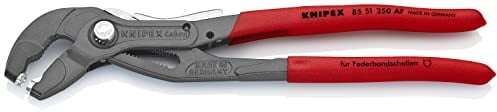 Knipex Pinza per Fascette Elastiche con Fermo di Blocco Bonderizzata Grigia, Rivestiti in Resina Sintetica Antiscivolo 250 Mm 85 51 250 Af