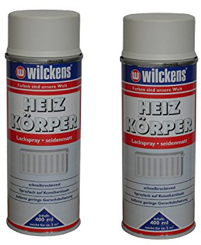 2 x 400ml Wilckens Spraydose Heizkörper Lackspray reinweiss seidenmatt Alkydharzlack 100ml/1,50€