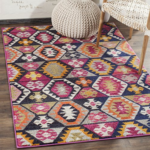 SAFAVIEH Monaco Collection Accent Rug - 4' x 5'7, Multi, Boho Tribal Design, Non-Shedding & Easy Care, Ideal for High Traffic Areas in Entryway, Living Room, Bedroom (MNC218F)