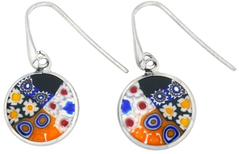 Millefiori Runde Ohrringe - Silber