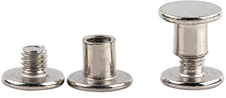 Delaman® 100 remaches niquelados, tornillos Chicago, remaches para álbum de fotos, piel, artesanía, M5 x 6 mm