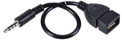 REY - Cable Convertidor Conector Adaptador Jack 3,5MM a USB 2.0 Hembra Negro