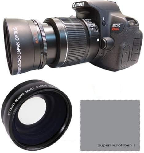 Ottica HD 58 mm 0.43 x Professional HD obiettivo grandangolare Canon EOS Rebel 77D T7I T6 T6s T6I T5i T5 T4i T3i T3 Sl1 1100D 700D 650D 600D 550D 1100D 1200D 1300D Sl2 XT, XTi, XS, XSi, Elan