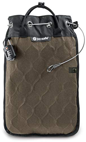 Pacsafe Travelsafe 12L - Mobiler Safe mit TSA-Zahlen Schloß, Trage-Tasche mit Anti-Diebstahl Technologie, 12 Liter Volumen, Beige/Sand