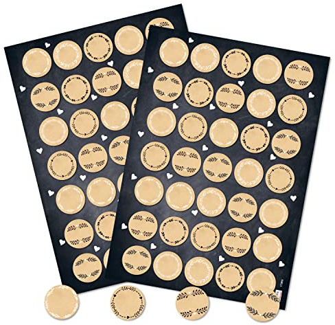 Runde Blanko-Aufkleber, 70er Set: Sticker in Kraftpapier-Optik für Verpackung & Geschenke, Klebeetiketten Hochzeit, Zum Beschriften & Selbst Gestalten, Geschenkaufkleber Rund, Natur, Klein, Ø 3,2 cm